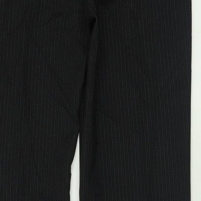 George Womens Black Striped Polyester Trousers  Size 14 L32 in Regular Button
