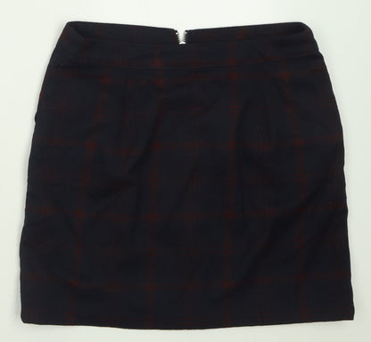 Dorothy Perkins Womens Blue Check Polyacrylate Fibre A-Line Skirt Size 8   Zip