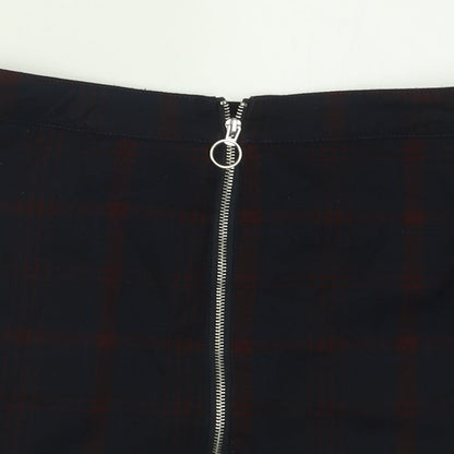Dorothy Perkins Womens Blue Check Polyacrylate Fibre A-Line Skirt Size 8   Zip