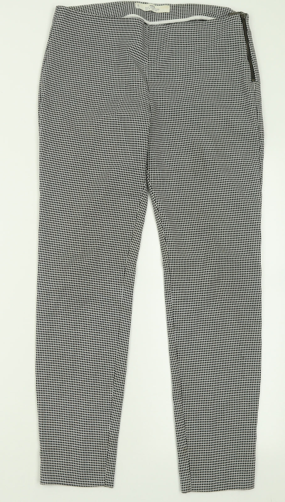Mango Womens Black Plaid Polyester Trousers  Size 10 L28 in Regular Zip