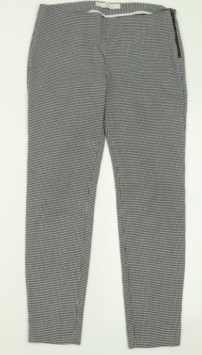 Mango Womens Black Plaid Polyester Trousers  Size 10 L28 in Regular Zip