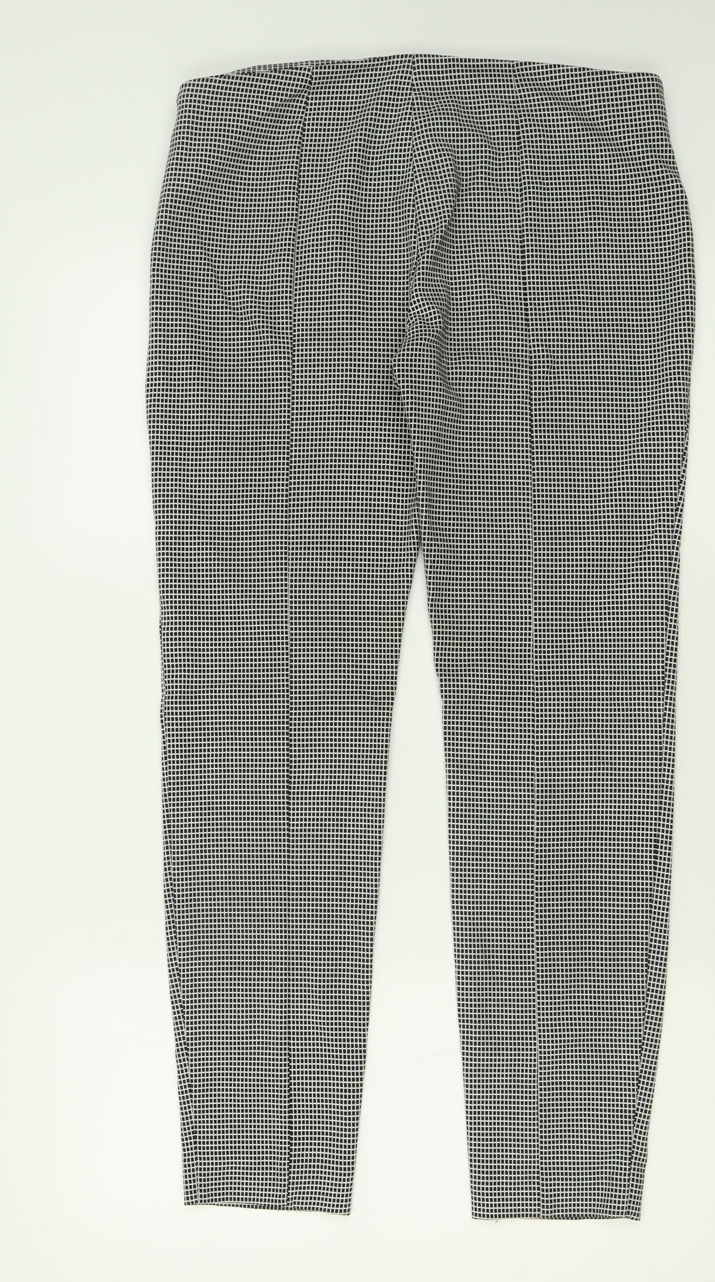 Mango Womens Black Plaid Polyester Trousers  Size 10 L28 in Regular Zip