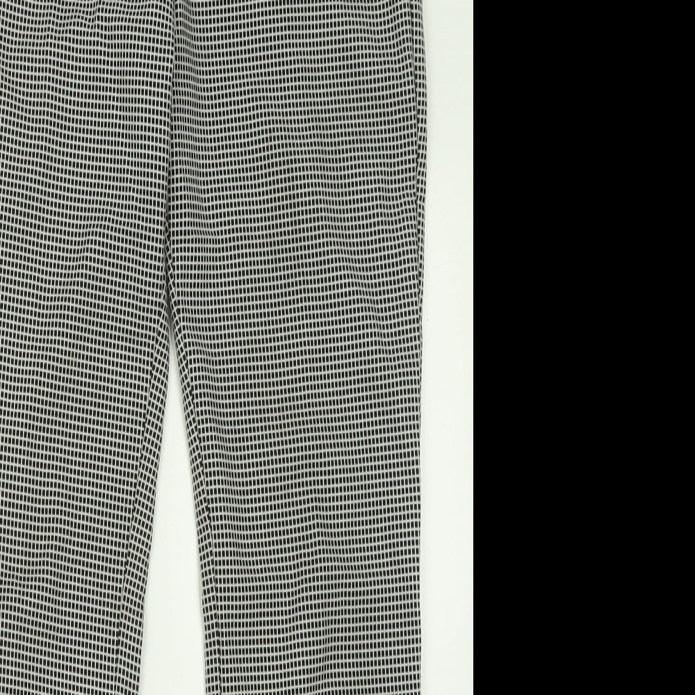 Mango Womens Black Plaid Polyester Trousers  Size 10 L28 in Regular Zip