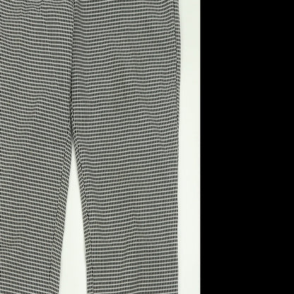 Mango Womens Black Plaid Polyester Trousers  Size 10 L28 in Regular Zip