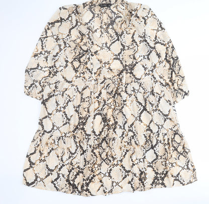 F&F Womens Brown Animal Print Polyester Shift  Size 16  V-Neck Pullover