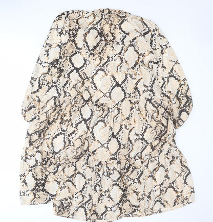 F&F Womens Brown Animal Print Polyester Shift  Size 16  V-Neck Pullover