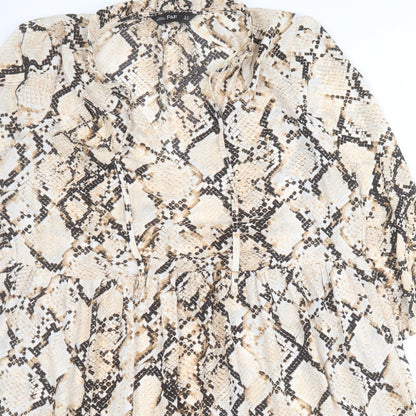 F&F Womens Brown Animal Print Polyester Shift  Size 16  V-Neck Pullover