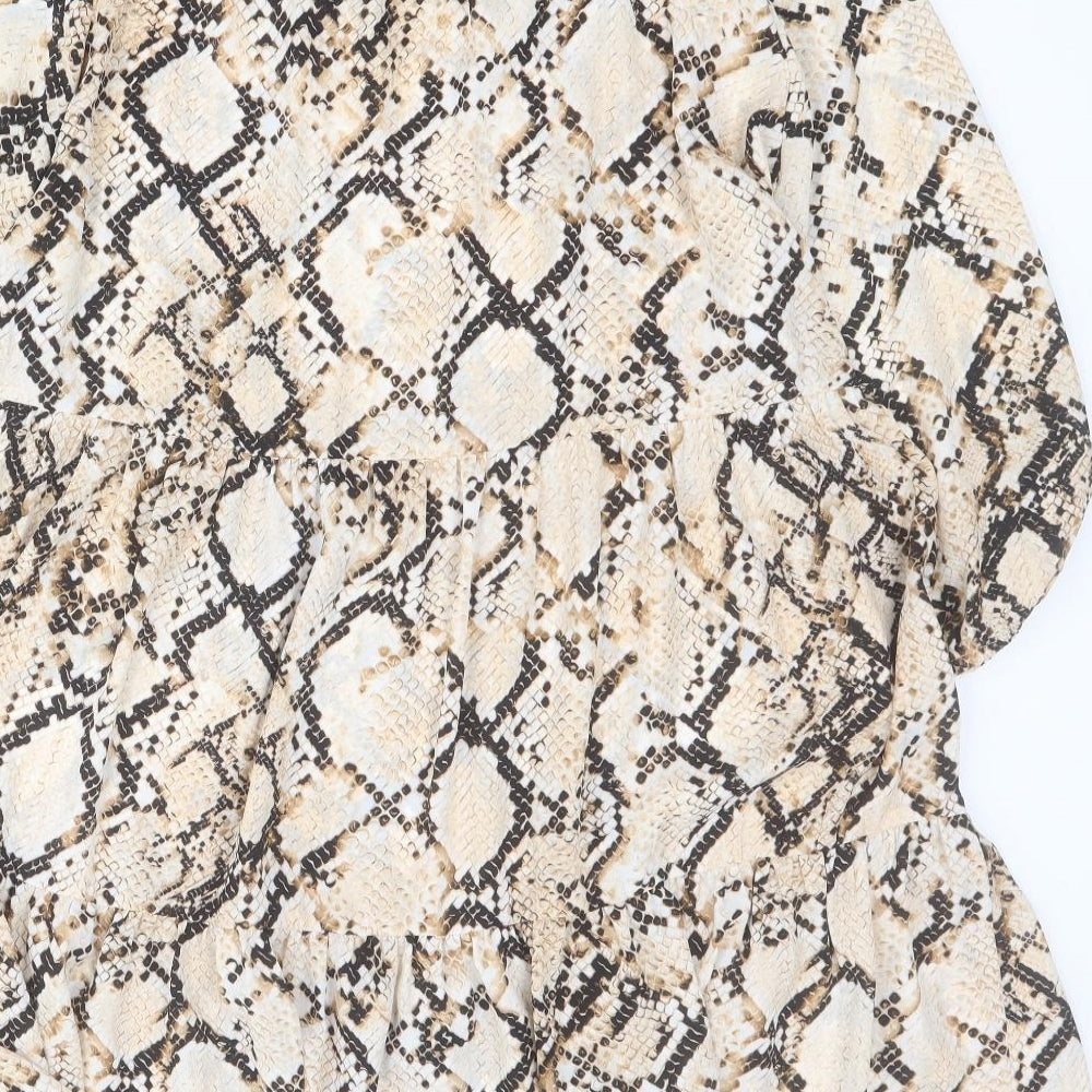 F&F Womens Brown Animal Print Polyester Shift  Size 16  V-Neck Pullover