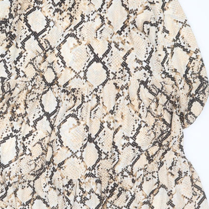 F&F Womens Brown Animal Print Polyester Shift  Size 16  V-Neck Pullover