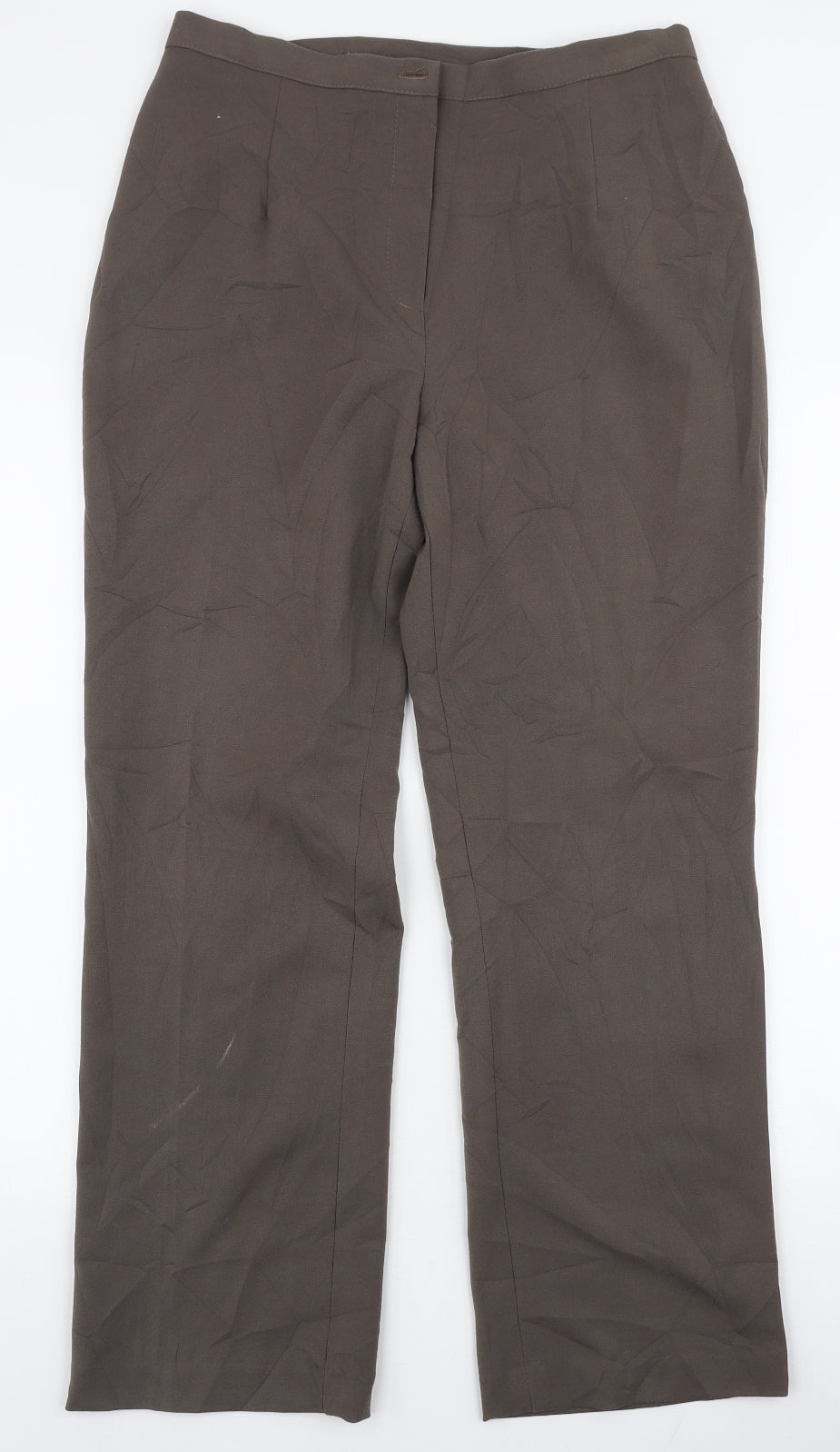 BASSINI Womens Brown  Polyester Trousers  Size 12 L28 in Regular Zip