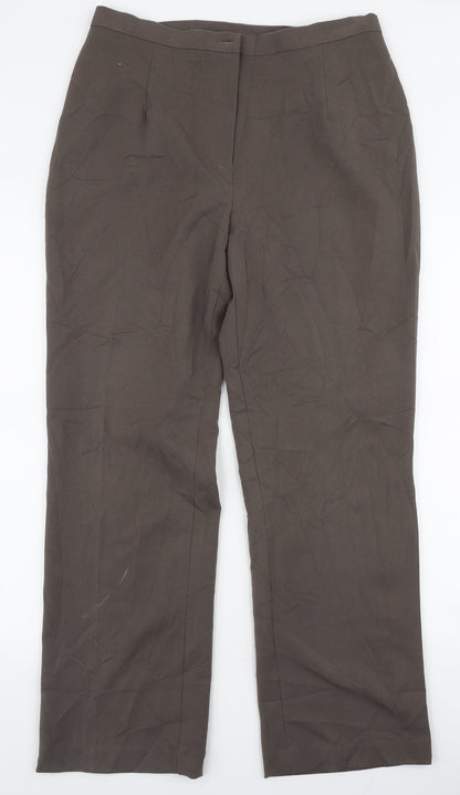 BASSINI Womens Brown  Polyester Trousers  Size 12 L28 in Regular Zip
