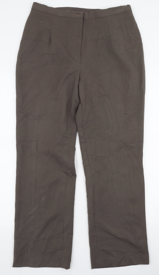 BASSINI Womens Brown  Polyester Trousers  Size 12 L28 in Regular Zip