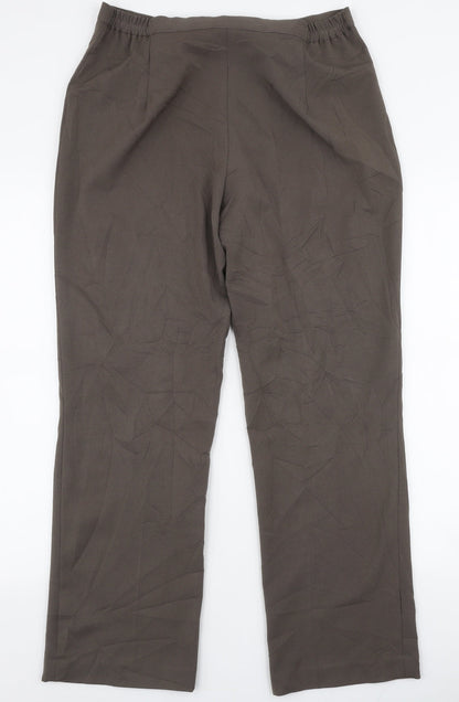 BASSINI Womens Brown  Polyester Trousers  Size 12 L28 in Regular Zip