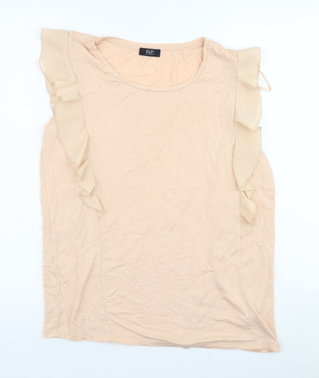 F&F Womens Pink  Elastane Jersey Blouse Size 10 Round Neck