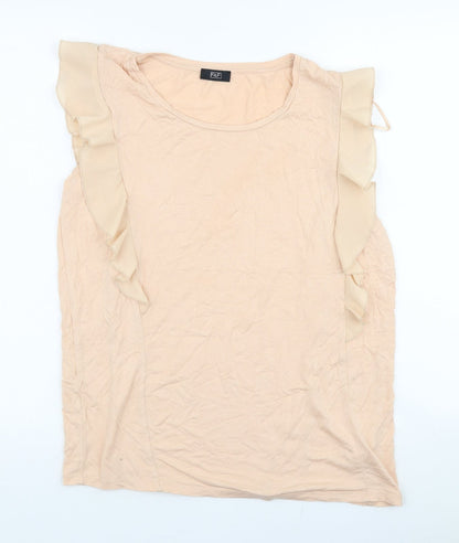 F&F Womens Pink  Elastane Jersey Blouse Size 10 Round Neck