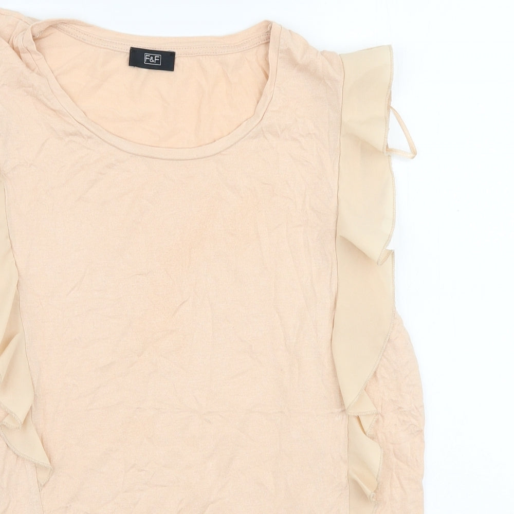 F&F Womens Pink  Elastane Jersey Blouse Size 10 Round Neck