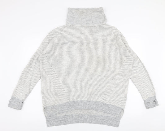 Primark Womens Grey Roll Neck  Acrylic Pullover Jumper Size S