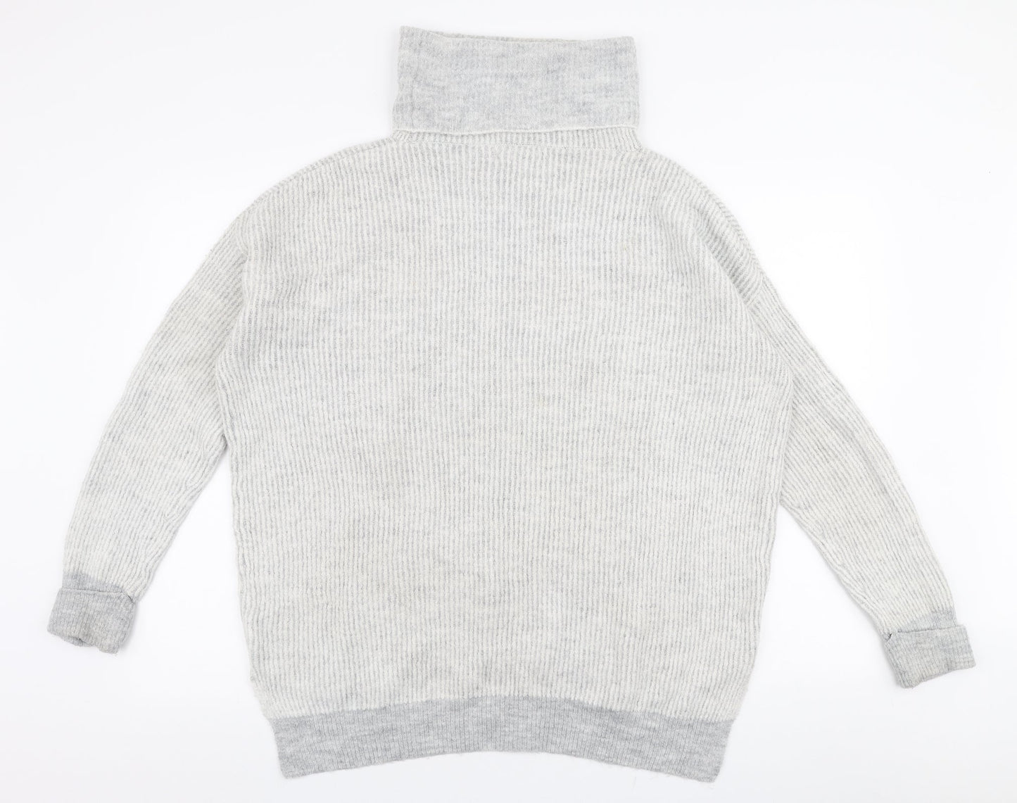 Primark Womens Grey Roll Neck  Acrylic Pullover Jumper Size S