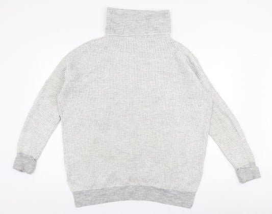 Primark Womens Grey Roll Neck  Acrylic Pullover Jumper Size S