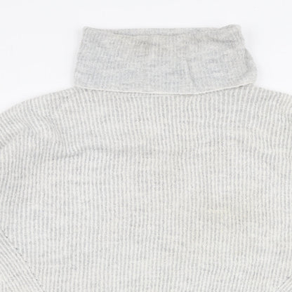 Primark Womens Grey Roll Neck  Acrylic Pullover Jumper Size S