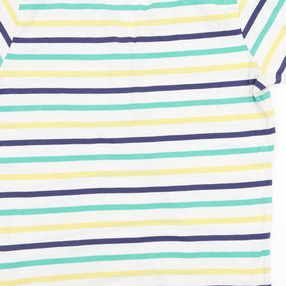 Damart Womens Multicoloured Striped 100% Cotton Jersey T-Shirt Size 14 Round Neck