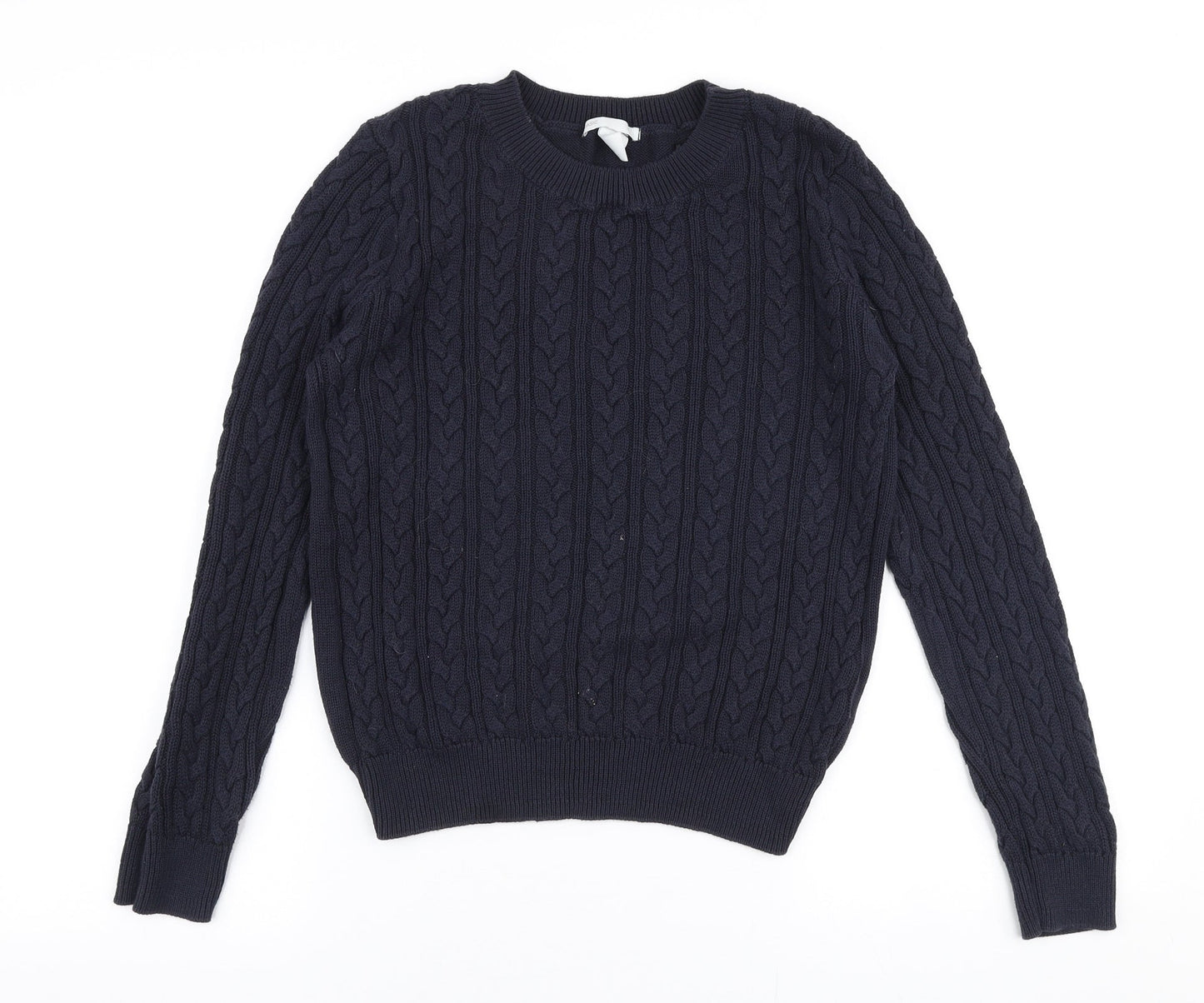 H&M Womens Blue Round Neck  Cotton Pullover Jumper Size M