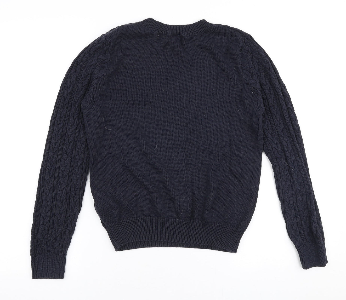 H&M Womens Blue Round Neck  Cotton Pullover Jumper Size M