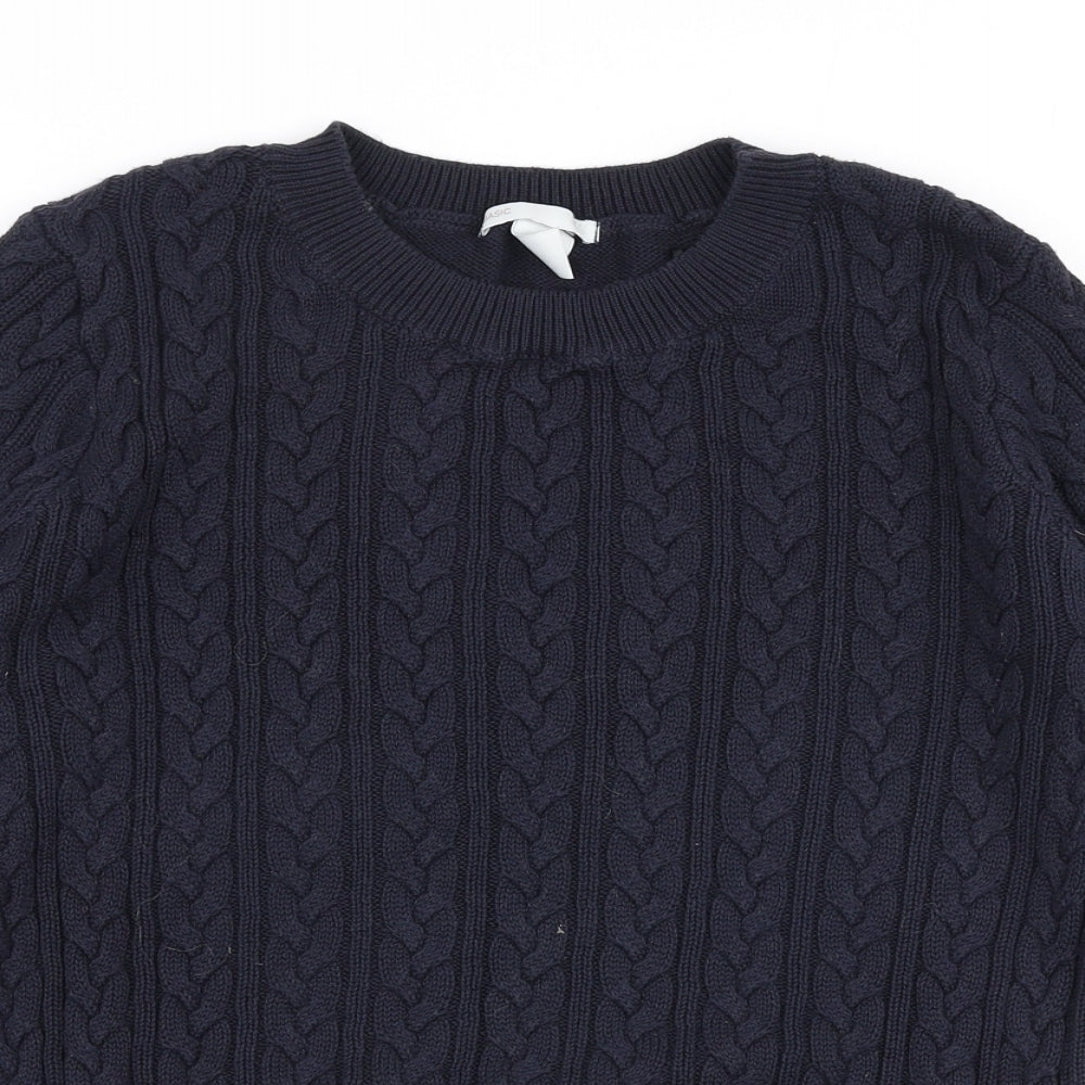 H&M Womens Blue Round Neck  Cotton Pullover Jumper Size M