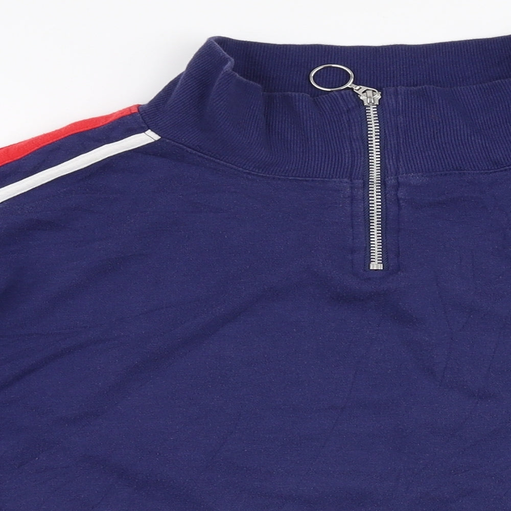 H&M Womens Blue  Cotton Pullover Sweatshirt Size L  Zip