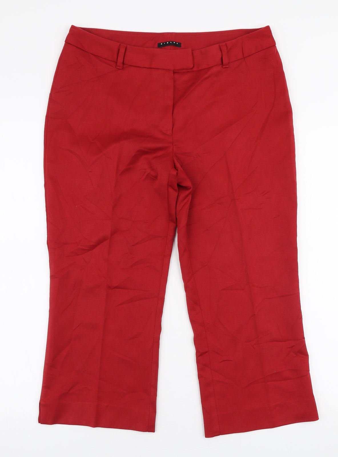 Womens UK Size M Sisley Regular Fit Capri Red Trousers