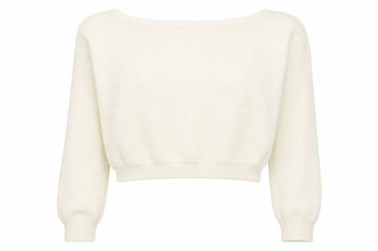 PRETTYLITTLETHING Womens White Boat Neck  Acrylic Pullover Jumper Size S