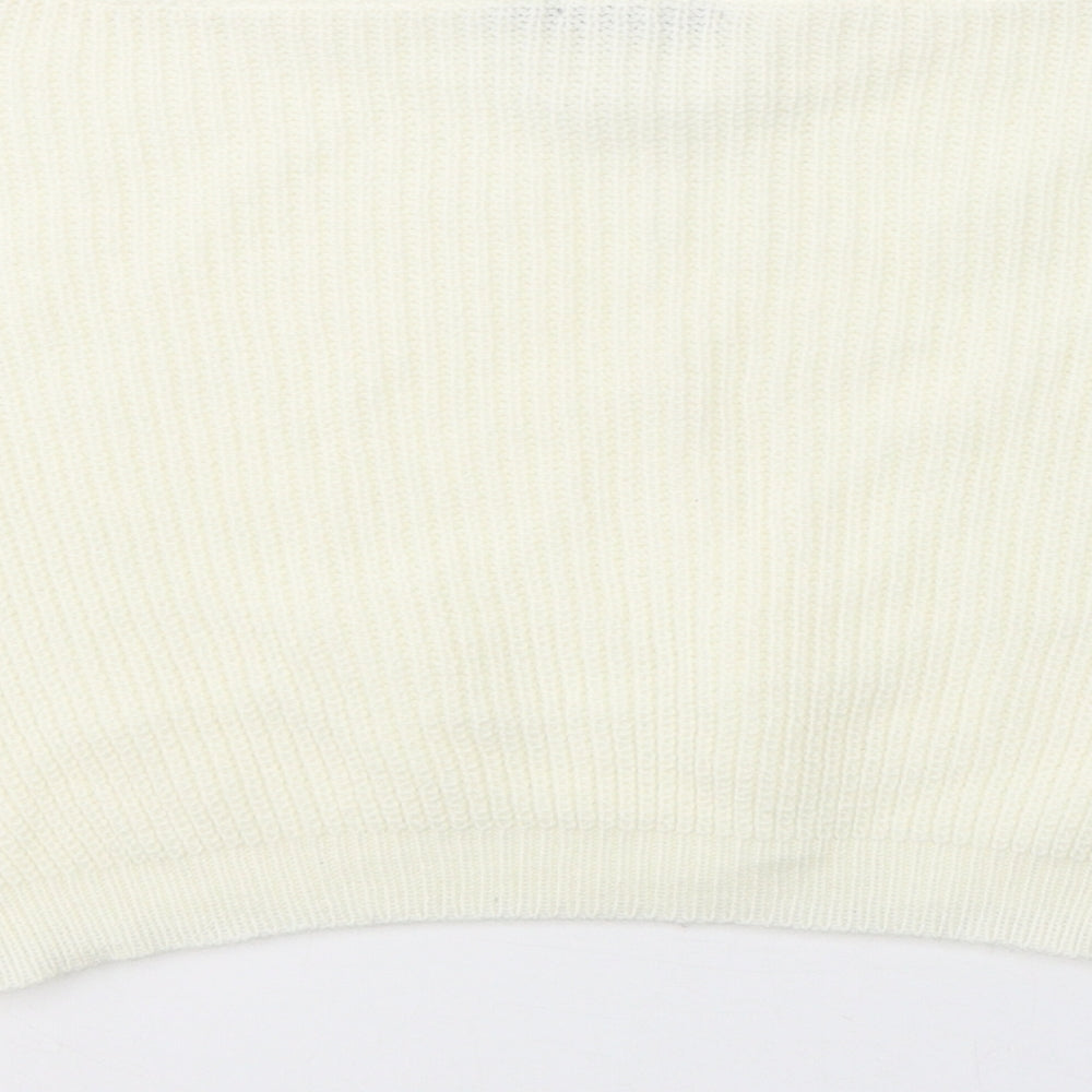 PRETTYLITTLETHING Womens White Boat Neck  Acrylic Pullover Jumper Size S