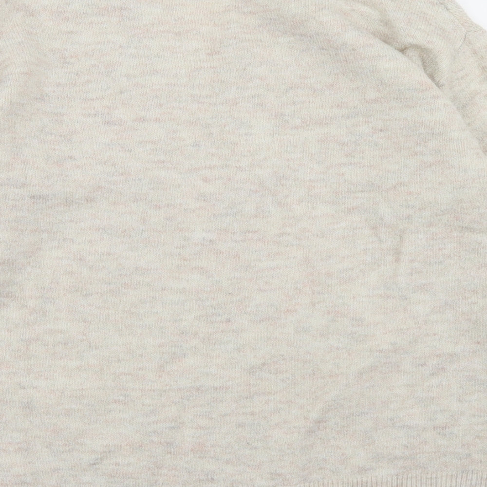 George Womens Beige V-Neck  Polyester Pullover Jumper Size S