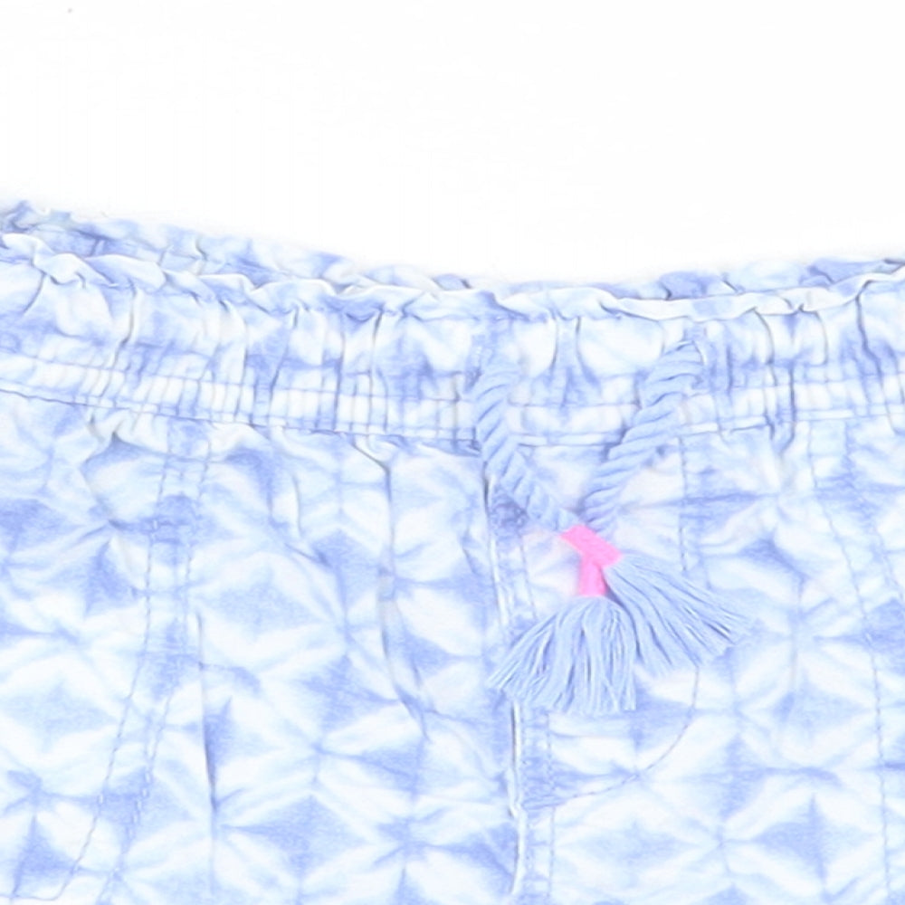 Gap Girls Blue Geometric Cotton Paperbag Shorts Size 5 Years  Regular Drawstring