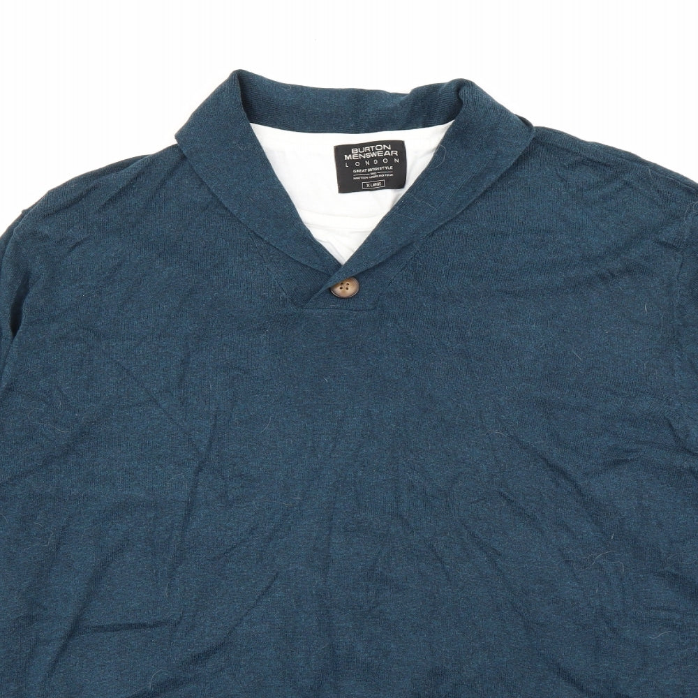 Burton Mens Blue Roll Neck  Polyester Pullover Jumper Size XL