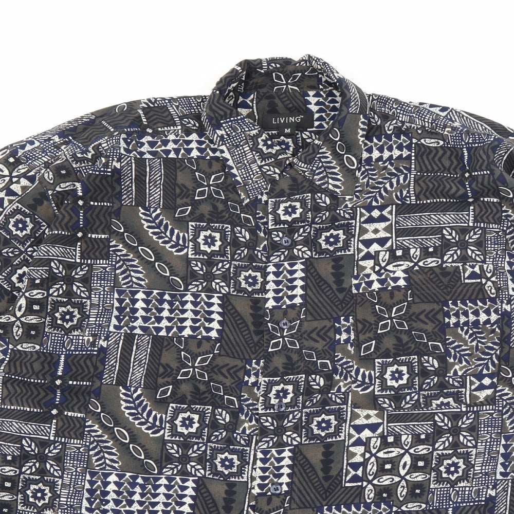 Mens UK Size M Living Green  Button-Up Long Sleeve Casual Shirt
