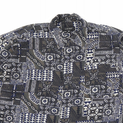 Mens UK Size M Living Green  Button-Up Long Sleeve Casual Shirt