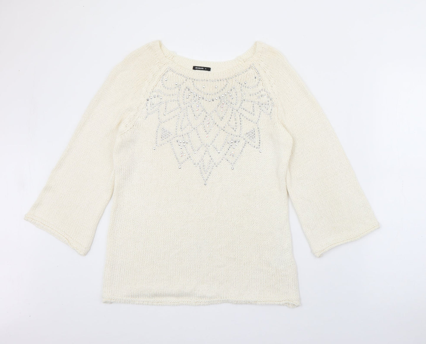 Womens UK Size 16 Roman Ivory Pullover Jumper