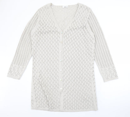 FRANK WALDER Womens Ivory V-Neck  Polyacrylate Fibre Cardigan Jumper Size M