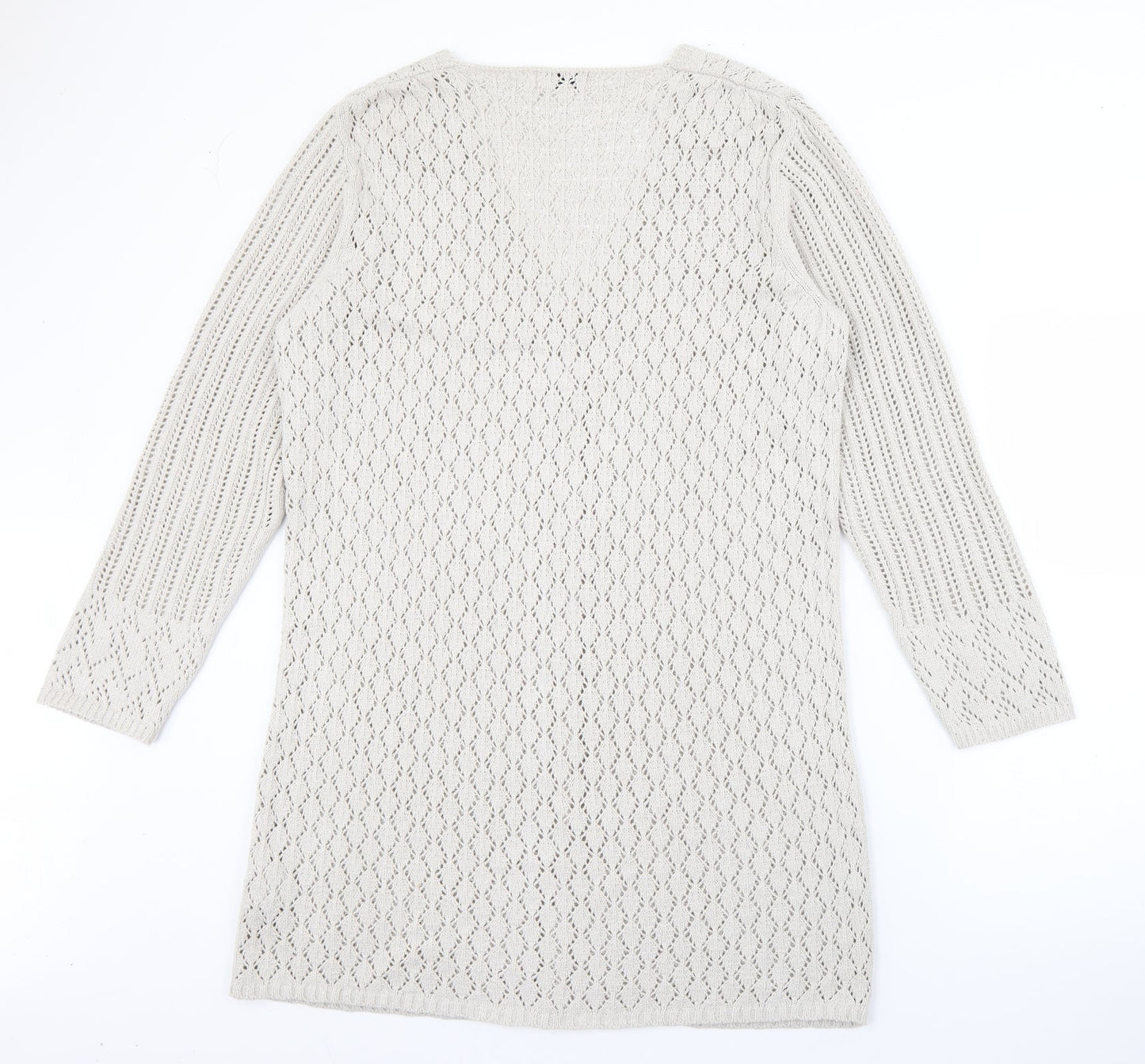 FRANK WALDER Womens Ivory V-Neck  Polyacrylate Fibre Cardigan Jumper Size M
