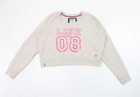 Lee Cooper Womens Ivory Crew Neck  Cotton Pullover Jumper Size 14