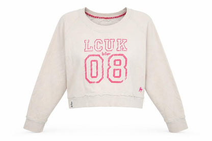 Front view of Lee Cooper women’s ivory crew neck cotton jumper, size UK 14