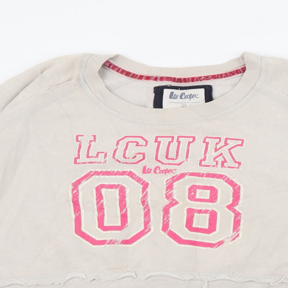 Lee Cooper Womens Ivory Crew Neck  Cotton Pullover Jumper Size 14