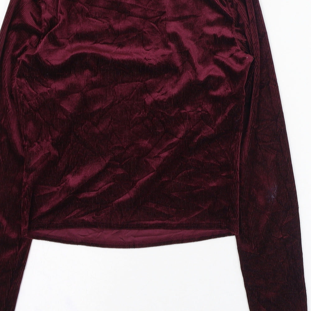 Atmosphere Womens Purple  Polyester Basic T-Shirt Size 10 Mock Neck