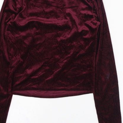 Atmosphere Womens Purple  Polyester Basic T-Shirt Size 10 Mock Neck