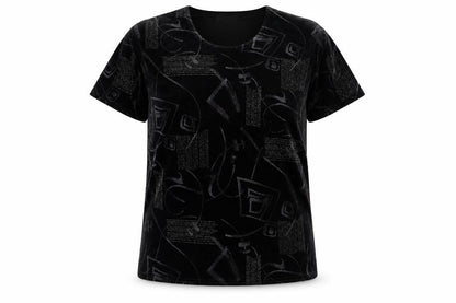 Womens UK Size 16 Citrus Black Basic T-Shirt