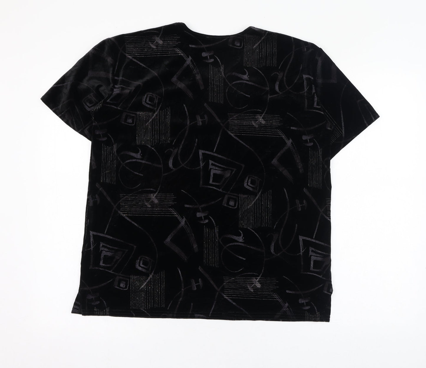 Womens UK Size 16 Citrus Black Basic T-Shirt