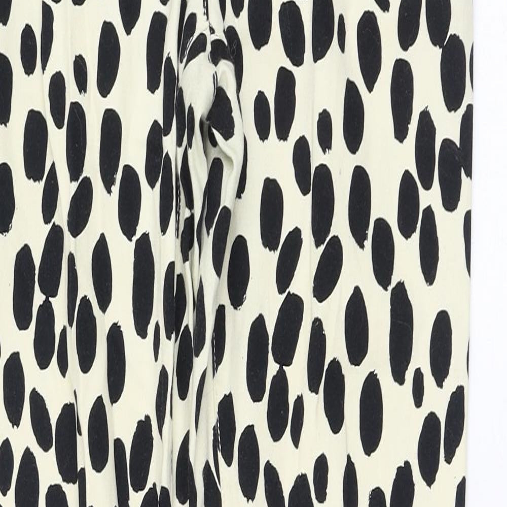H&M Womens Ivory Polka Dot Cotton Skinny Jeans Size 8 L29 in Regular Zip