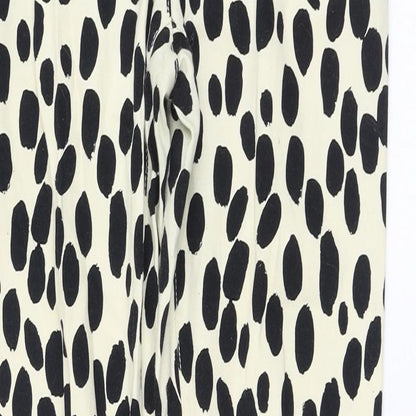 H&M Womens Ivory Polka Dot Cotton Skinny Jeans Size 8 L29 in Regular Zip