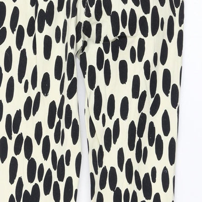 H&M Womens Ivory Polka Dot Cotton Skinny Jeans Size 8 L29 in Regular Zip